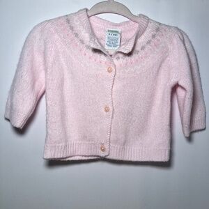 Vintage Gymboree Baby Pink Pointelle Coquette Button Front Cardigan Layette
